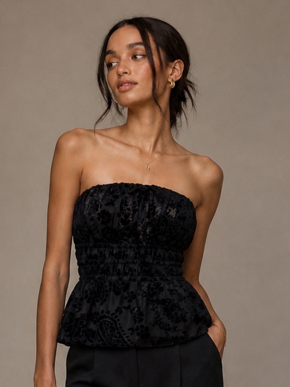 NWOT Anthropologie Somerset Strapless Blouse Black Size XL